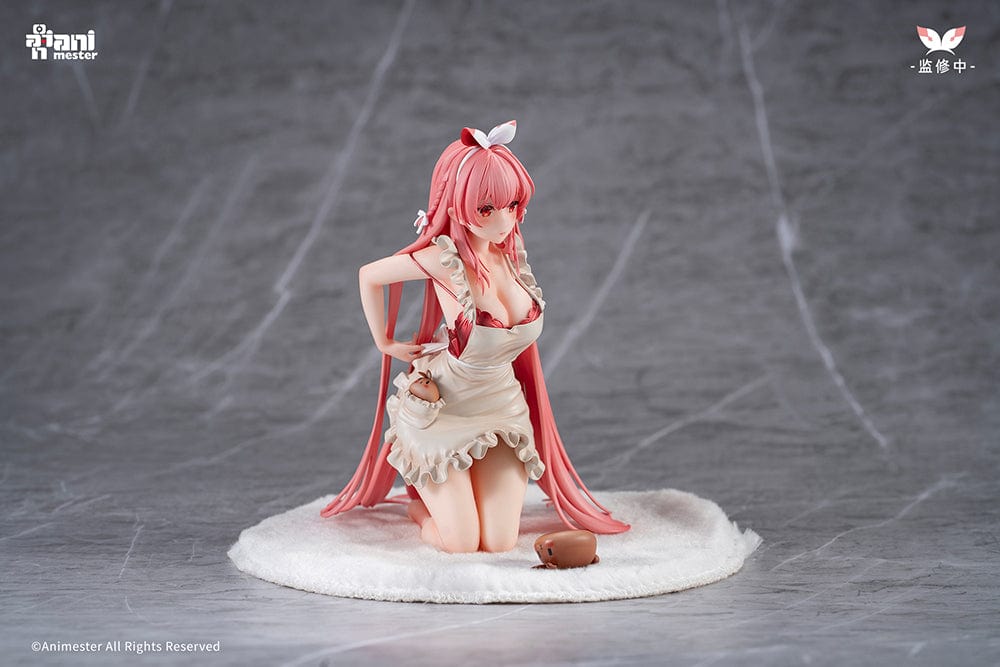 White Rabbit Rosu (Apron Ver.) 1/7 Scale Figure with pink hair, ruffled apron, and bunny companion on a soft white base.