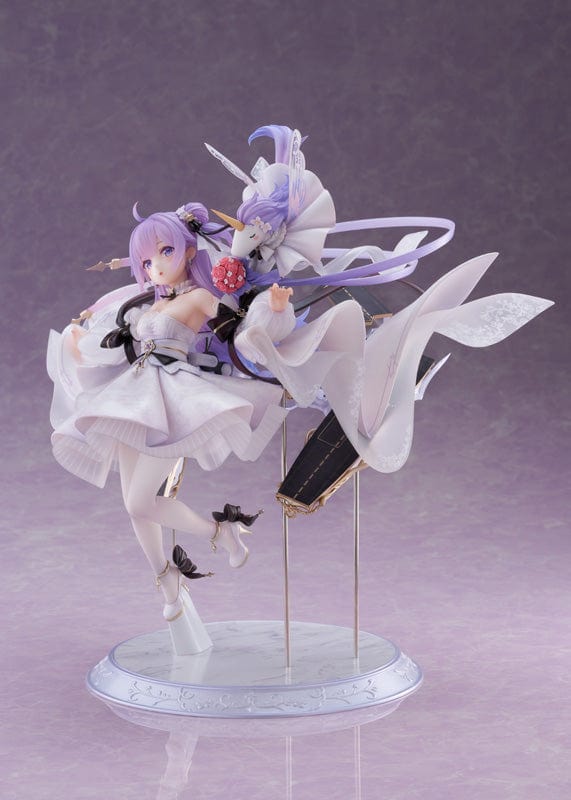 Azur Lane Unicorn (A Dream of Pure Vows) 1/7 Scale Figure in a flowing white gown with delicate lace patterns, soft purple hair, and dynamic ribbons, standing on an elegant base.