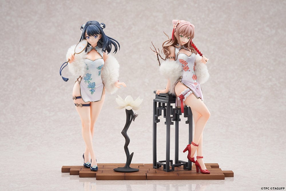 Gridman Universe Rikka Takarada & Yume Minami (China Dress Ver.) 1/7 Scale Figure Set featuring elegant floral-patterned Chinese dresses, dynamic poses, and detailed accessories, set against a light background.