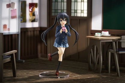 K-ON! POP UP PARADE L Azusa Nakano figure wearing her school uniform and holding a pink cat-themed mug.