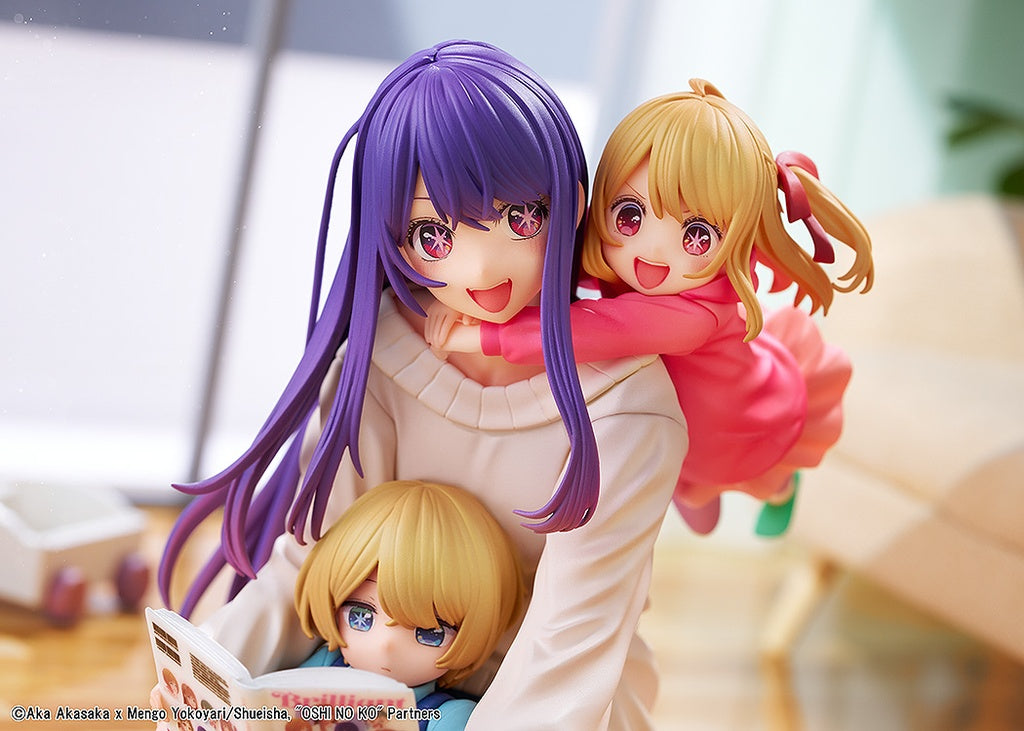 Oshi no Ko KD Colle Ai, Aqua, & Ruby (Mother and Children) 1/8 Scale Figure - Detailed anime figure depicting Ai with her children Aqua and Ruby in a heartwarming family scene, with vibrant colors and intricate details.