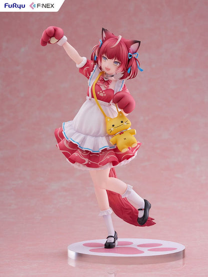 Karubi Akami FNex 1/7 Scale Figure featuring Karubi Akami in a playful pose wearing a maid outfit with cat-themed accessories, including cat ears, a tail, and a cute cat-themed purse.