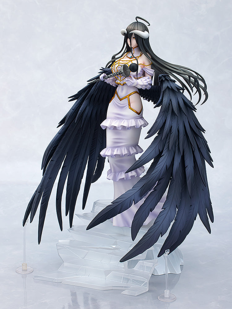 Overlord KD Colle Albedo (10th Anniversary So-bin Ver.) 1/8 Scale Figure, featuring Albedo in a white dress with black wings, standing on an intricately designed base.