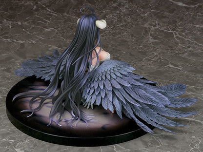 Overlord Albedo 1/7 Scale Figure in white dress with black wings kneeling pose.