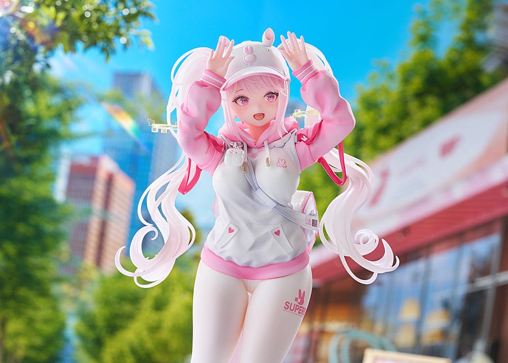 Goddess of Victory: Nikke Alice Sweet Home 1/7 Scale Limited Edition Figure with a joyful expression, bunny-themed hoodie, and flowing twin tails.