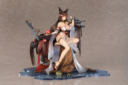 Azur Lane Amagi (Wending Waters Serene Lotus Ver.) 1/7 Scale Figure featuring Amagi in a flowing, semi-transparent outfit with a serene beach backdrop, capturing her elegance and tranquility. Comes with a bonus item.