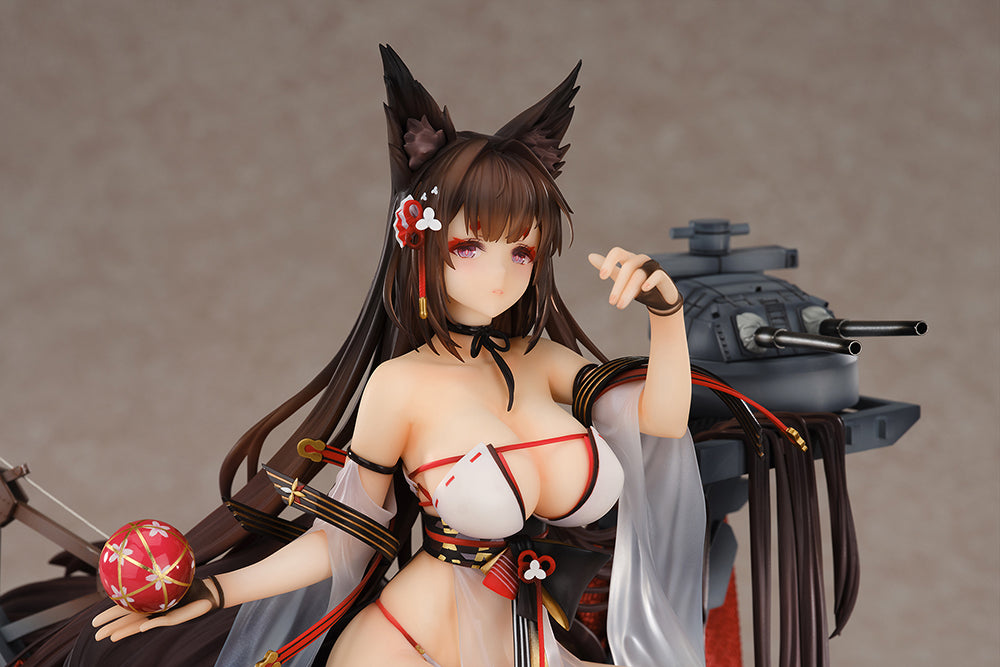 Azur Lane Amagi (Wending Waters Serene Lotus Ver.) 1/7 Scale Figure featuring Amagi in a flowing, semi-transparent outfit with a serene beach backdrop, capturing her elegance and tranquility. Comes with a bonus item.