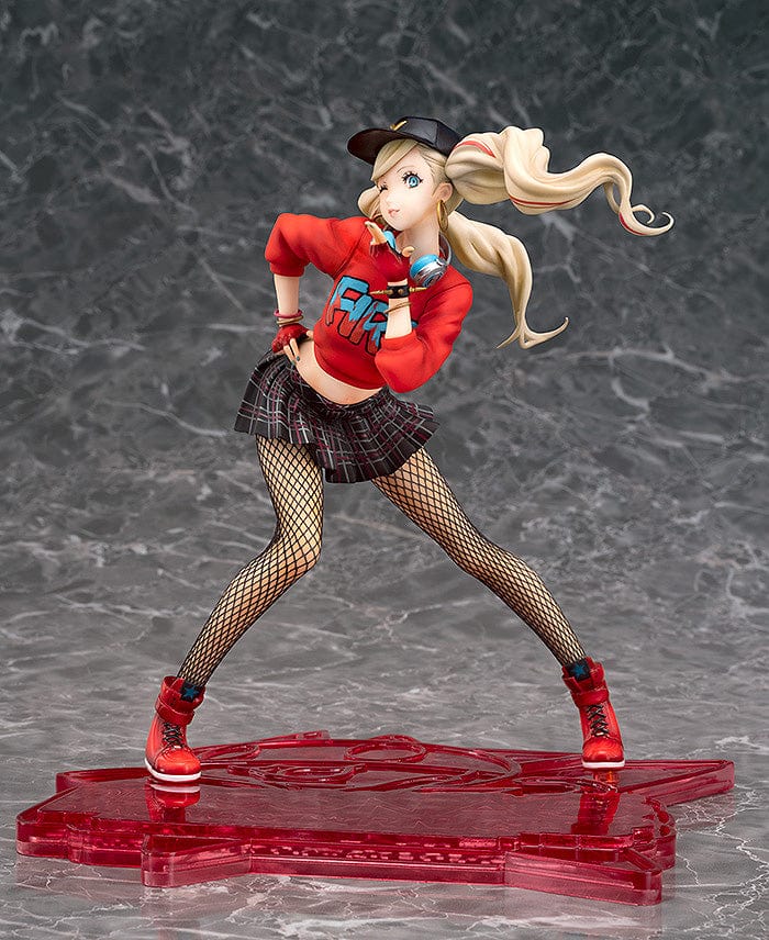 Persona 5: Dancing in Starlight Ann Takamaki 1/7 Scale Figure in an energetic dancing pose, wearing a red sweatshirt, plaid skirt, and fishnet stockings.