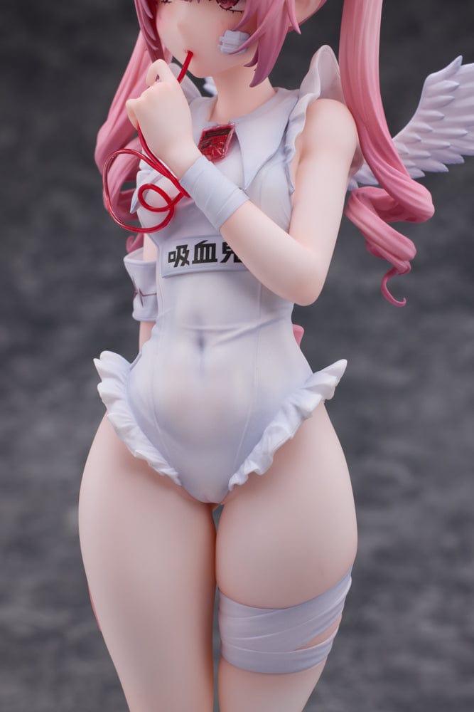 1/6 scale figure of Apprentice Nurse Ai Tsukuyomi with pink hair and angel wings, dressed in a thematic nurse outfit, embodying a mix of care and charm.