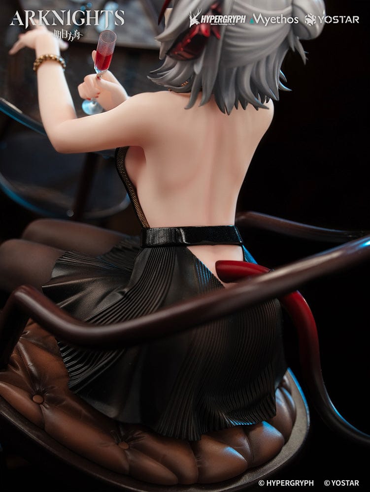 Arknights W Formal Dress Ver. 1/7 Scale Figure seated at a table with a glass of wine and chess set.