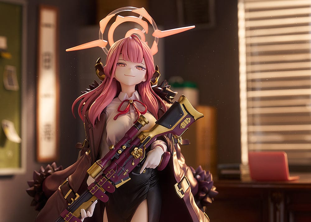 "Blue Archive Aru 1/7 Scale Figure collectible with detailed sculpt, cape, and rifle"