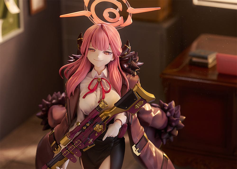 "Blue Archive Aru 1/7 Scale Figure collectible with detailed sculpt, cape, and rifle"