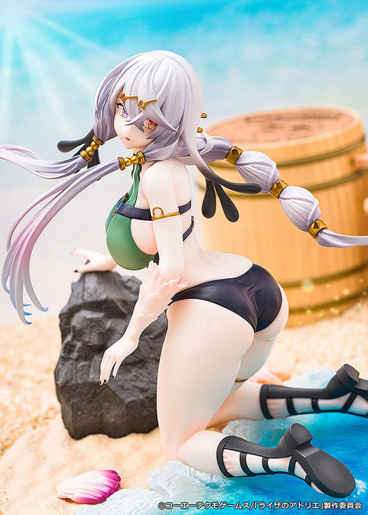 1/7 scale figure of Lila Decyrus from Atelier Ryza: Ever Darkness & the Secret Hideout, featuring a detailed swimsuit, flowing silver hair, and a dynamic beach-themed base.