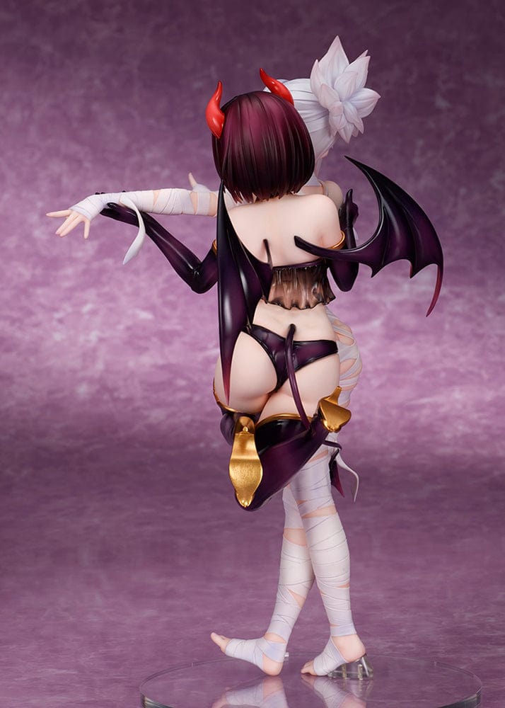 Ayakashi Triangle Matsuri Kazamaki and Suzu Kanade figure with bonus Shirogane, featuring Matsuri in bandages and Suzu in a demon costume with horns and tail.