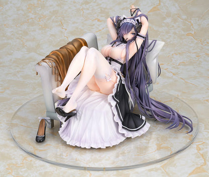 Azur Lane August von Parseval (The Conquered Unhulde Ver.) 1/7 Scale Figure in maid-inspired outfit, seated on sofa with long flowing hair.