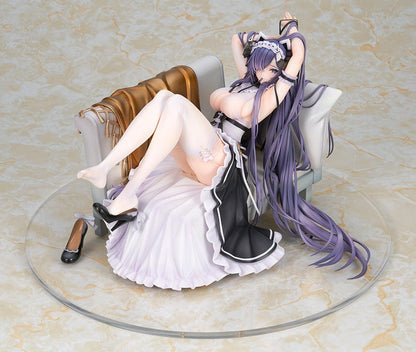 Azur Lane August von Parseval (The Conquered Unhulde Ver.) 1/7 Scale Figure in maid-inspired outfit, seated on sofa with long flowing hair.