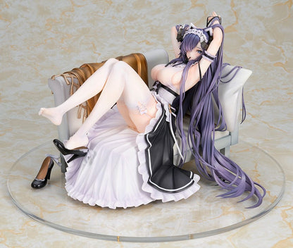 Azur Lane August von Parseval (The Conquered Unhulde Ver.) 1/7 Scale Figure in maid-inspired outfit, seated on sofa with long flowing hair.