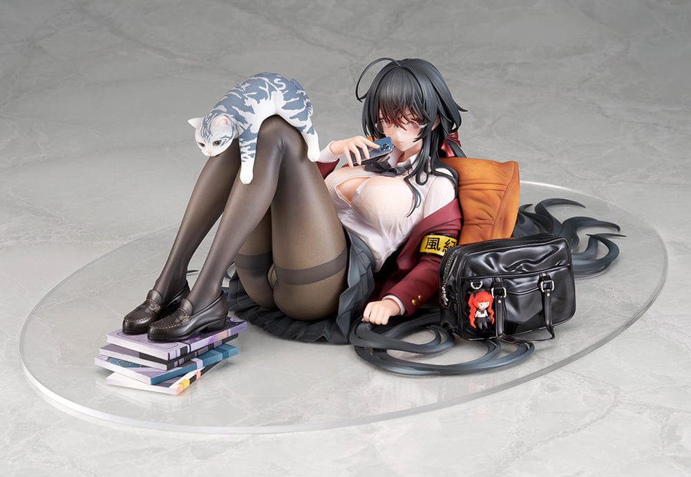 Azur Lane Taiho (Sweet Time After School Ver.) 1/7 Scale Figure lounging with a book, cat on legs, and detailed school uniform