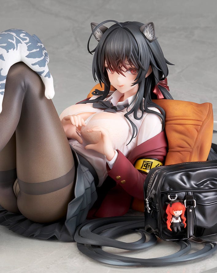 Azur Lane Taiho (Sweet Time After School Ver.) 1/7 Scale Figure lounging with a book, cat on legs, and detailed school uniform