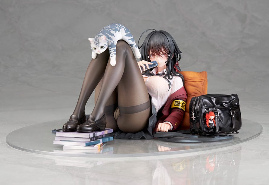 Azur Lane Taiho (Sweet Time After School Ver.) 1/7 Scale Figure lounging with a book, cat on legs, and detailed school uniform