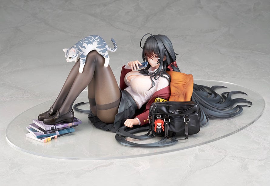 Azur Lane Taiho (Sweet Time After School Ver.) 1/7 Scale Figure lounging with a book, cat on legs, and detailed school uniform