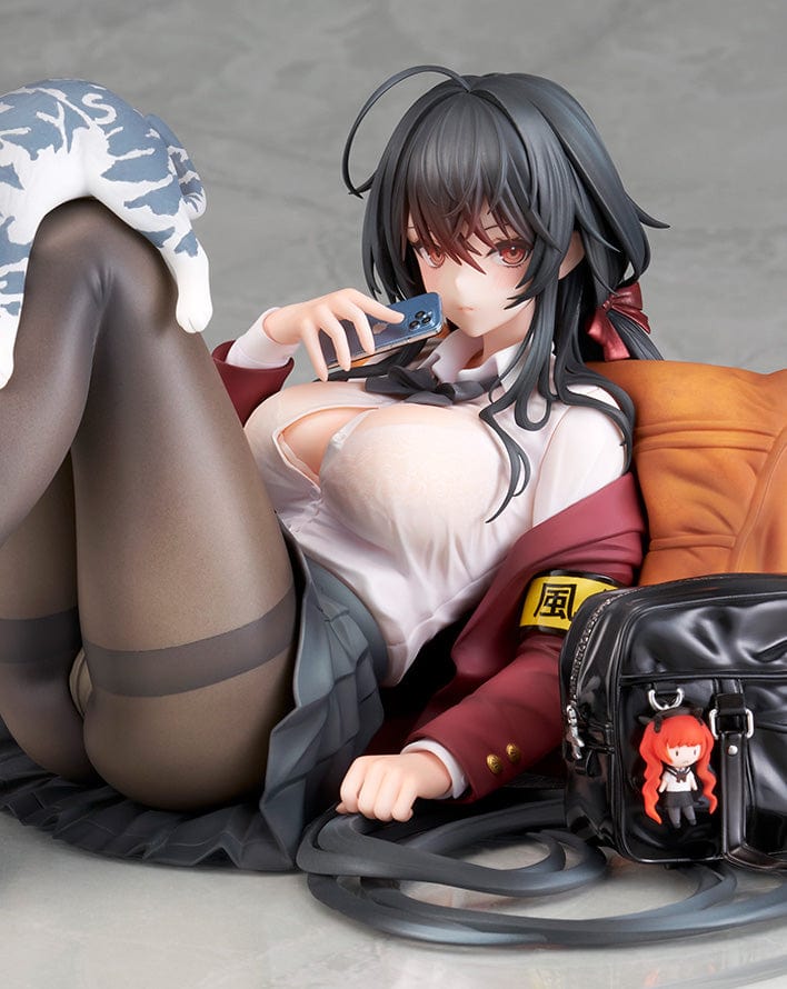 Azur Lane Taiho (Sweet Time After School Ver.) 1/7 Scale Figure lounging with a book, cat on legs, and detailed school uniform