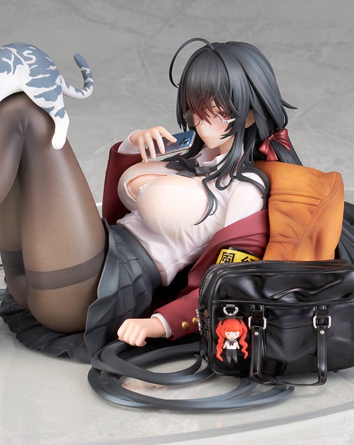 Azur Lane Taiho (Sweet Time After School Ver.) 1/7 Scale Figure lounging with a book, cat on legs, and detailed school uniform