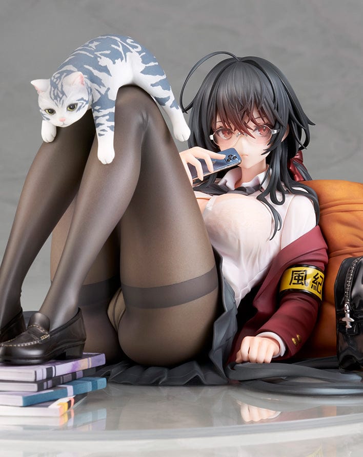 Azur Lane Taiho (Sweet Time After School Ver.) 1/7 Scale Figure lounging with a book, cat on legs, and detailed school uniform