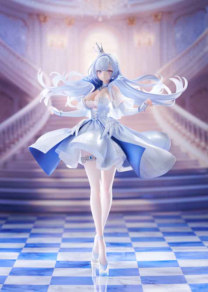 Azur Lane Argus 1/7 Scale Figure featuring Argus in a flowing white and blue dress with her silver hair and crown.