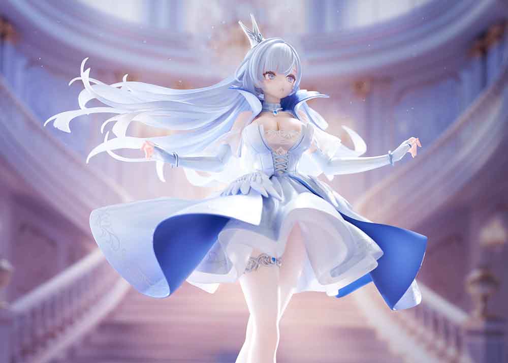 Azur Lane Argus 1/7 Scale Figure featuring Argus in a flowing white and blue dress with her silver hair and crown.