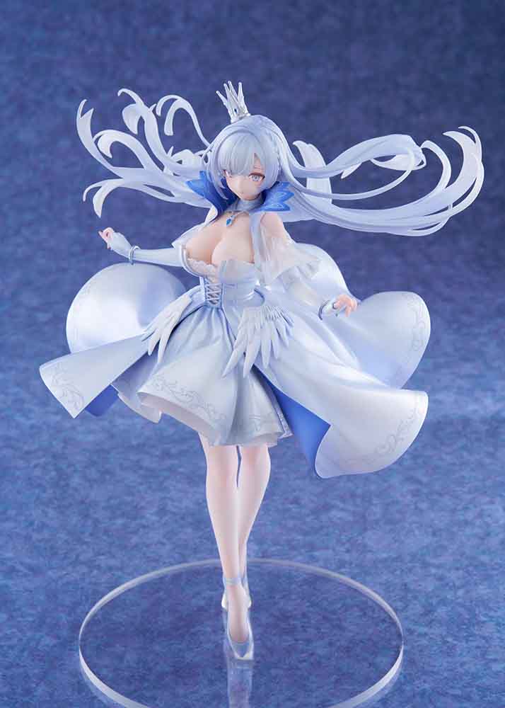 Azur Lane Argus 1/7 Scale Figure featuring Argus in a flowing white and blue dress with her silver hair and crown.