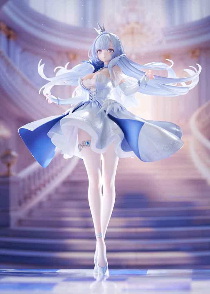 Azur Lane Argus 1/7 Scale Figure featuring Argus in a flowing white and blue dress with her silver hair and crown.