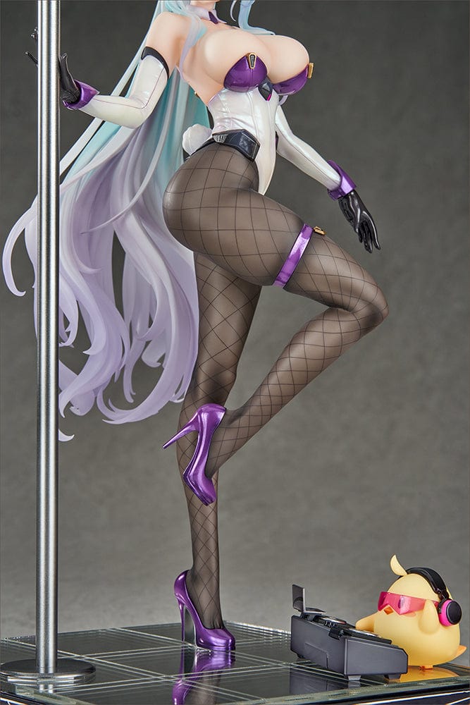 Azur Lane Kearsarge (All-Night Charge Ver.) 1/7 Scale Figure featuring Kearsarge in a bunny outfit with fishnet stockings and a DJ duck companion.