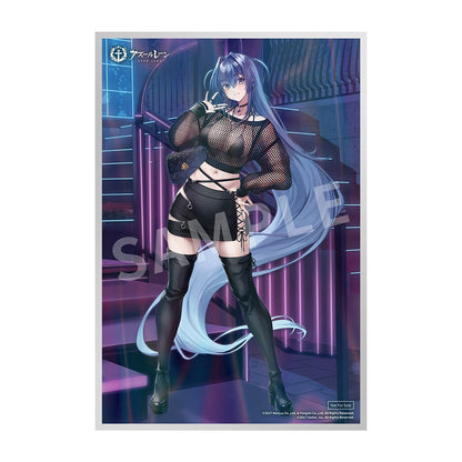 Azur Lane New Jersey (Collaboration Illustration Ver.) 1/7 Scale Figure in black bunny-inspired outfit with fishnet top, mini skirt, and long blue hair on tech-inspired base.