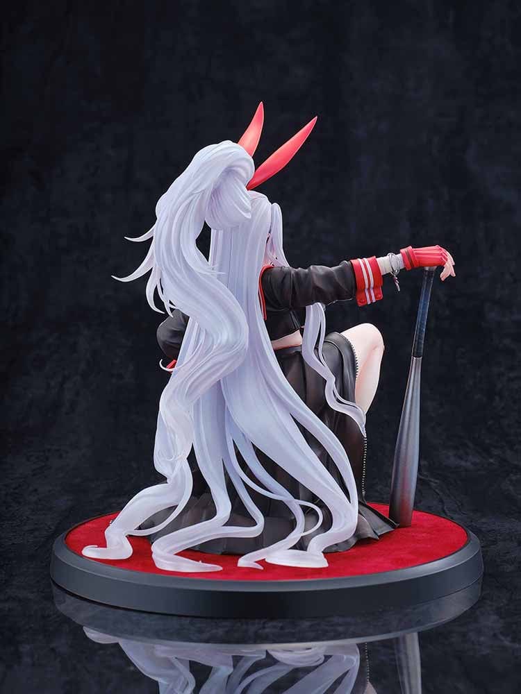 Azur Lane Prinz Eugen Ura no Urabancho? 1/6 Scale Figure, featuring bold black and red outfit, dynamic pose, and silver flowing hair with red bunny ears.