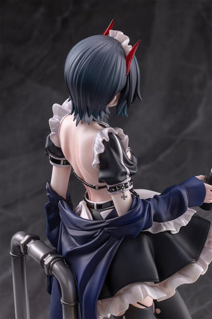 Azur Lane Ulrich von Hutten (Mädchen Trümmer Ver.) 1/6 Scale Figure featuring a gothic-inspired maid outfit, red devil horns, and black boots with heart details, standing on an urban-styled base.