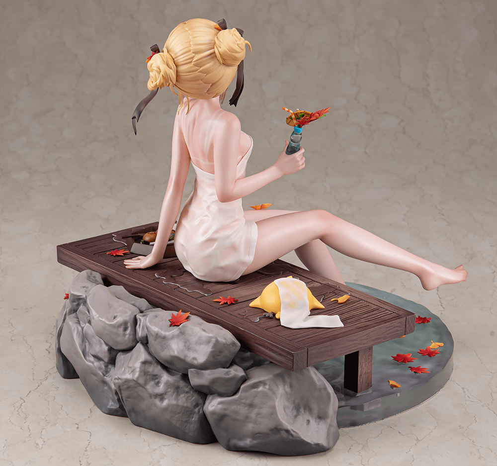 Azur Lane x DEAD OR ALIVE Xtreme Venus Vacation Marie Rose Steamy Venus Ver. (DX Edition) 1/6 Scale Figure featuring a serene hot spring setting with autumn-themed details.