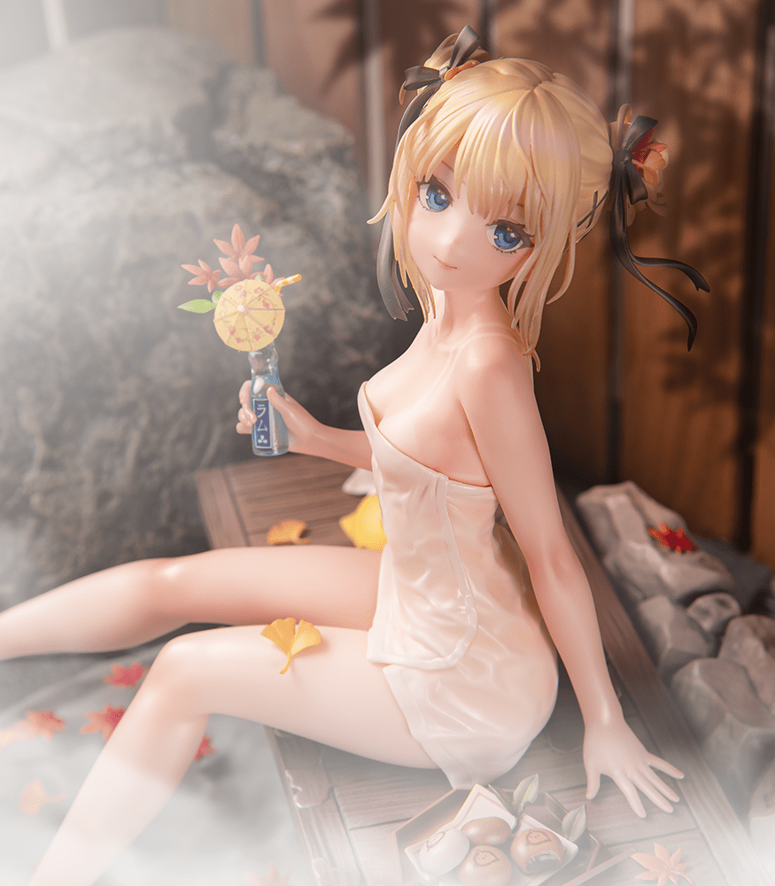 Azur Lane x DEAD OR ALIVE Xtreme Venus Vacation Marie Rose Steamy Venus Ver. (DX Edition) 1/6 Scale Figure featuring a serene hot spring setting with autumn-themed details.