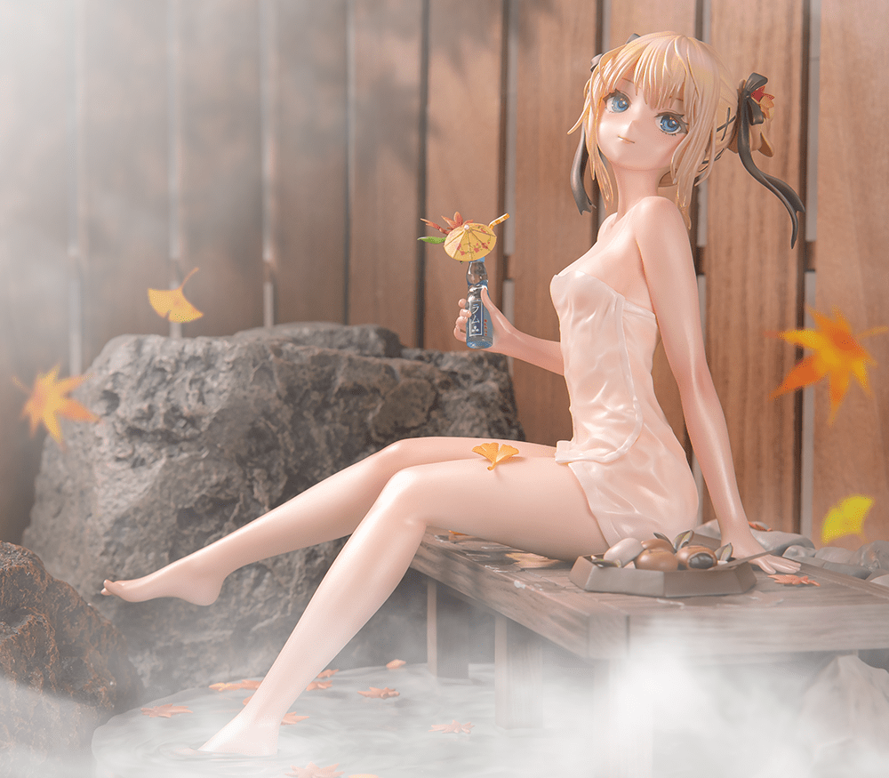 Azur Lane x DEAD OR ALIVE Xtreme Venus Vacation Marie Rose Steamy Venus Ver. (DX Edition) 1/6 Scale Figure featuring a serene hot spring setting with autumn-themed details.