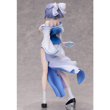 Azur Lane x Shinobi Master Senran Kagura: New Link Yumi 1/7 Scale Figure wearing a detailed kimono with blue and white accents, standing in a dynamic pose.