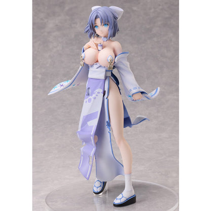 Azur Lane x Shinobi Master Senran Kagura: New Link Yumi 1/7 Scale Figure wearing a detailed kimono with blue and white accents, standing in a dynamic pose.