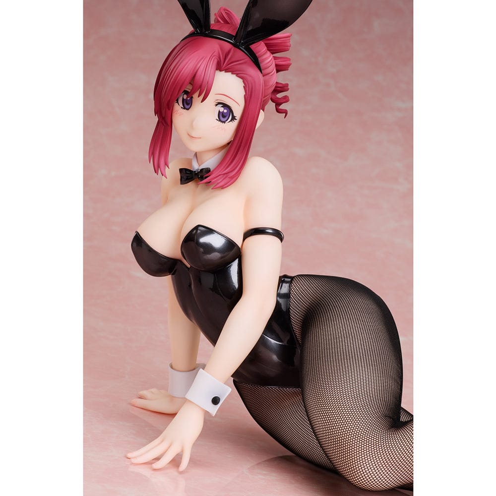 Please Teacher! B-Style Mizuho Kazami Bunny Ver. 1/4 Scale Figure in glossy black bunny suit with fishnet stockings and bunny ears, posed elegantly on the ground