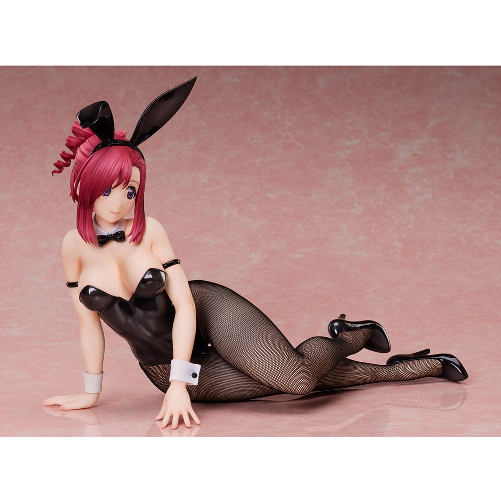 Please Teacher! B-Style Mizuho Kazami Bunny Ver. 1/4 Scale Figure in glossy black bunny suit with fishnet stockings and bunny ears, posed elegantly on the ground