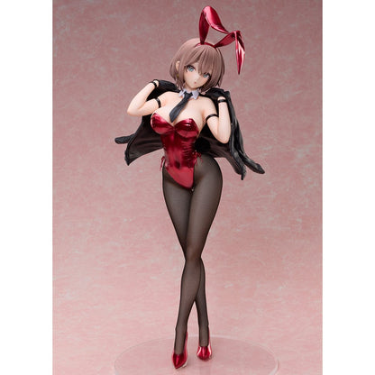 DSmile Illustration B-Style Iro Bunny Monica 1/4 Scale Figure, featuring Monica in a glossy red bunny suit with fishnet stockings and a black jacket draped over her shoulders.