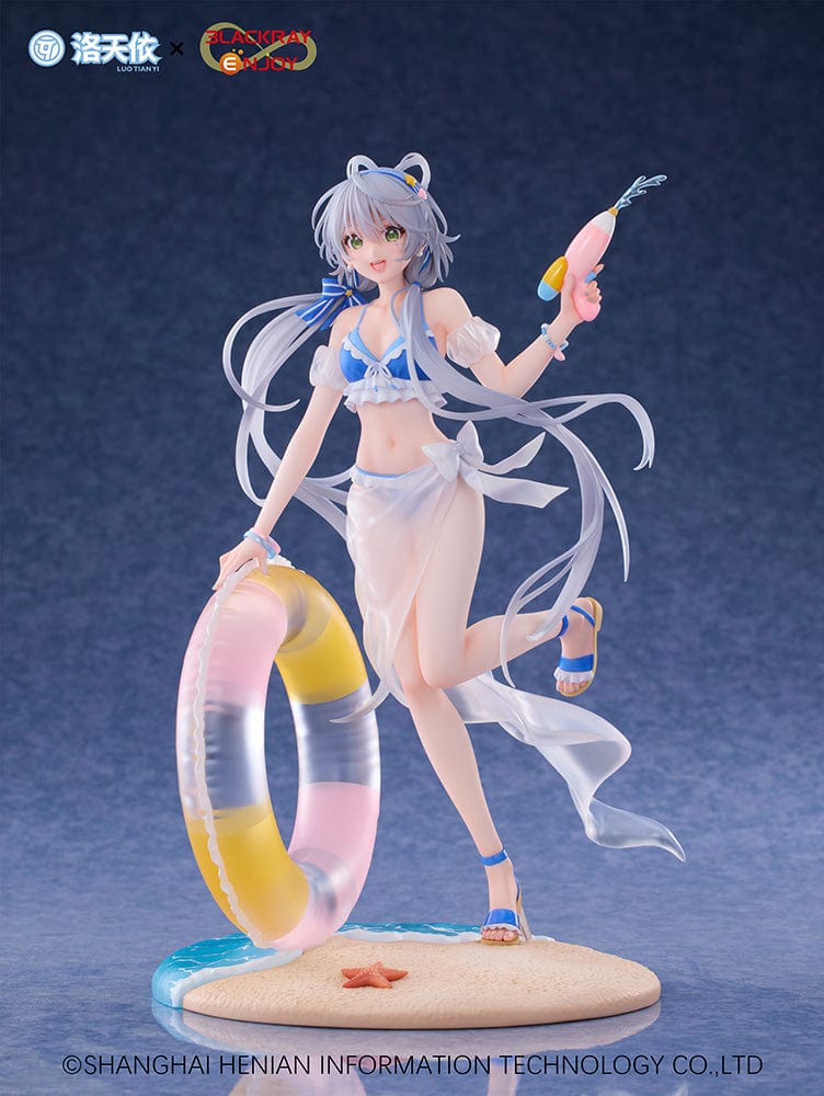 Vsinger Luo Tianyi Summer Sea Breeze Ver. 1/7 Scale Figure, featuring Luo Tianyi in a beach outfit with a water blaster and an inflatable ring on a beach-themed base.