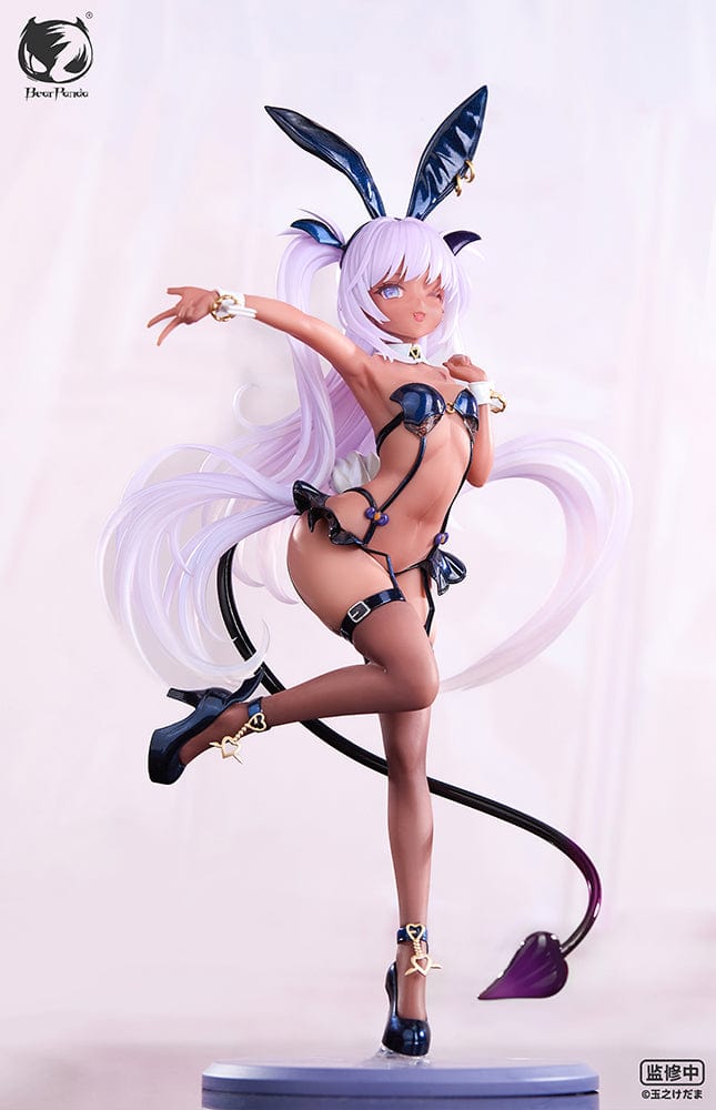 Tamano Kedama Illustration Kulomu 1/6 scale figure in dark blue bunny outfit, with flowing lavender hair, heart-shaped accessories, and dynamic pose.