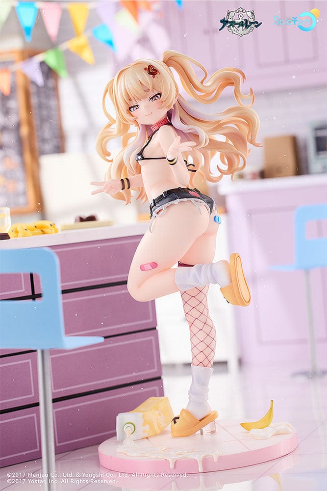 Azur Lane Bache (Anniversary Illustration Deluxe Ver.) 1/7 Scale Figure dressed as a pastry chef with whisk and bowl, featuring a detailed baking-themed base and matching plushie.