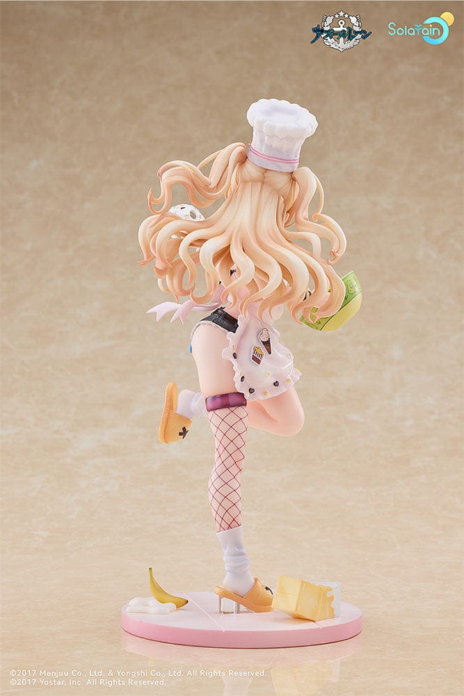 Azur Lane Bache (Anniversary Illustration Deluxe Ver.) 1/7 Scale Figure dressed as a pastry chef with whisk and bowl, featuring a detailed baking-themed base and matching plushie.