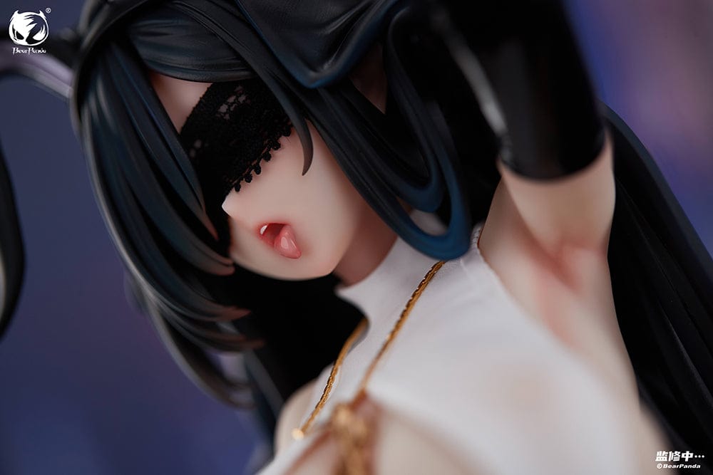 "Black Sister (Bunny Girl Ver.) 1/4 Scale Figure (With Bonus) - Captivating figure of Black Sister in a sleek, glossy black and gold bunny outfit, showcasing intricate details and dynamic pose."