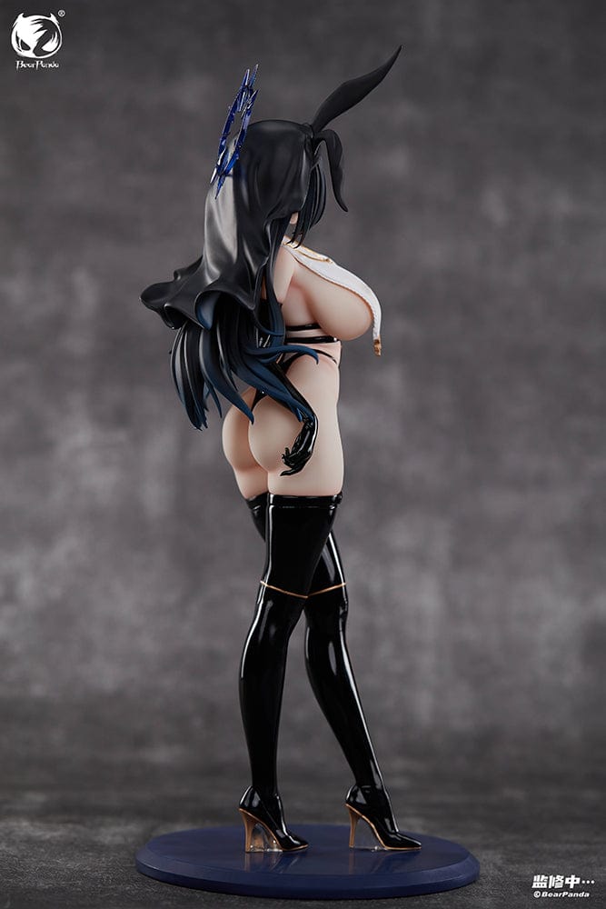 "Black Sister (Bunny Girl Ver.) 1/4 Scale Figure (With Bonus) - Captivating figure of Black Sister in a sleek, glossy black and gold bunny outfit, showcasing intricate details and dynamic pose."